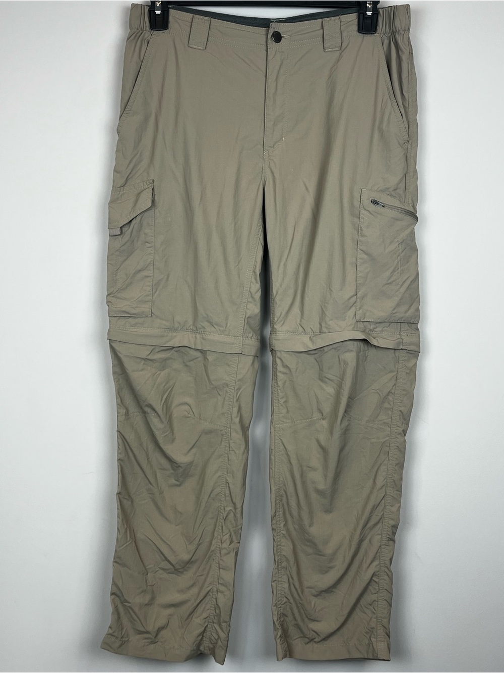 Columbia Omni-Shade Pants Men's 34x30 Khaki Beige Nylon Convertible Hiking